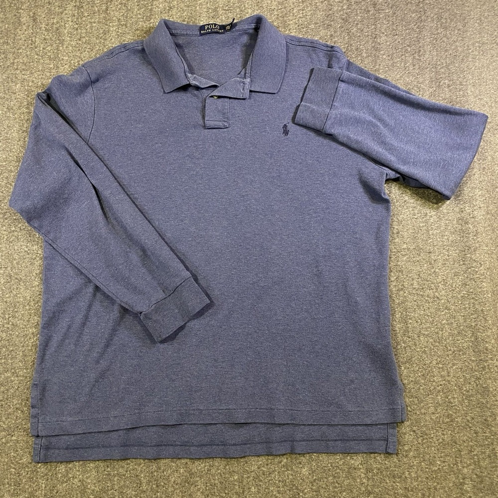Polo Ralph Lauren Shirt Men's XXL Polo Blue Golf Long Sleeve Casual *Read